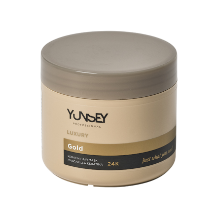 یونسی ماسک مو مدل Luxury Keratin 24K Gold Mask حجم ۵۰۰ میلی‌لیتر، نمای اصلی محصول